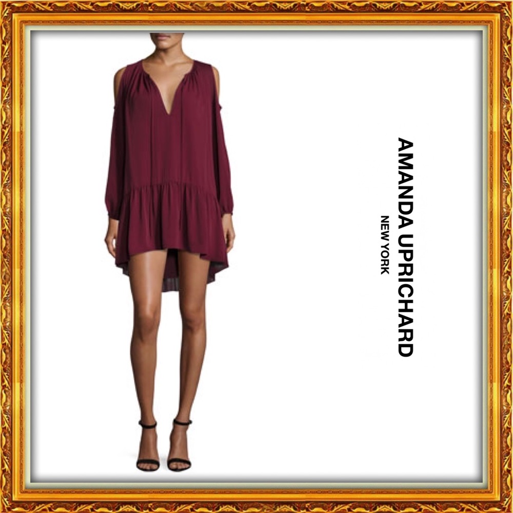 EUC | Amanda Uprichard Cold-Shoulder Dropped-Waist Georgette Dress!